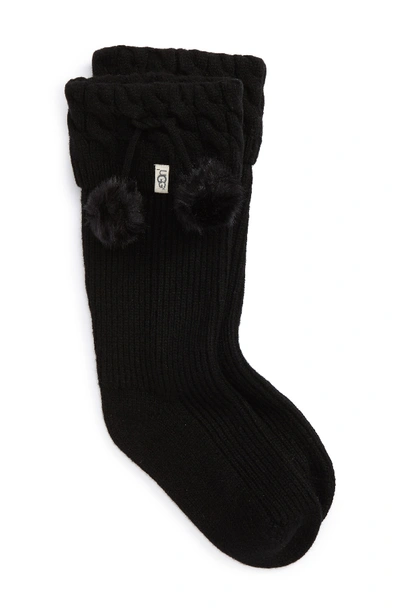 Ugg Pure(tm) Pompom Tall Rain Boot Sock In Black Wool