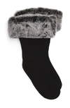 Ugg Rain Boot Socks With Faux Fur Cuff In Charcoal Wool