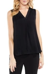 Vince Camuto Rumpled Satin Blouse In Rich Black