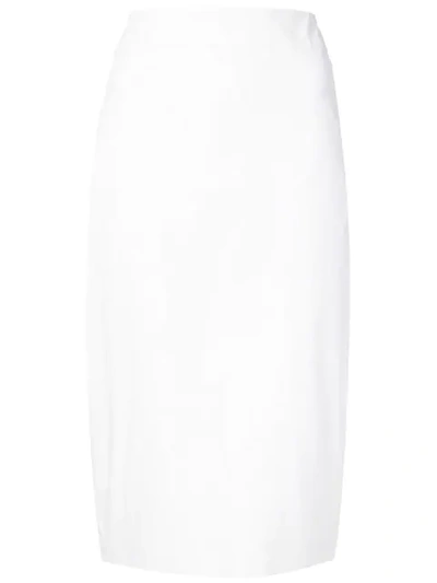 Natori Knee Length Pencil Skirt In White