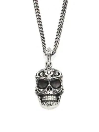King Baby Studio Sterling Silver Carved Baroque Skull Pendant Necklace