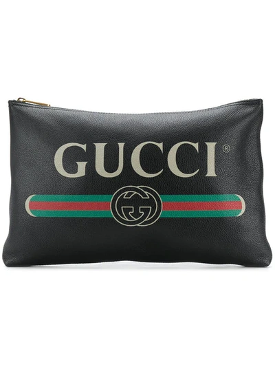 Gucci Clutch Mit Logo In Black
