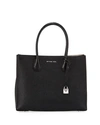 Michael Michael Kors Mercer Convertible Large Leather Tote In Black/silver