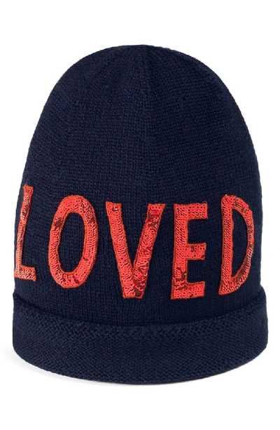 Gucci Loved Sequin Wool Beanie - Blue In Midnight Blue