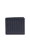 Bottega Veneta Intrecciato Bi-fold Leather Wallet In Denim