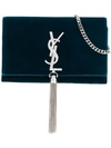 Saint Laurent Kate Small Velvet Cross-body Bag In Blue