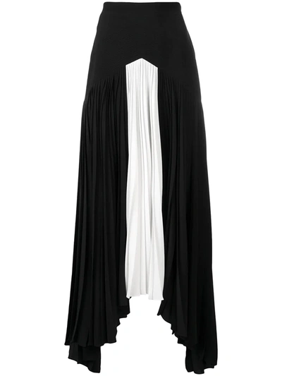 Givenchy Monochrome Pleated Silk Midi Skirt In Black