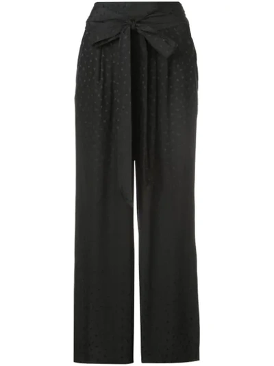 Rebecca Taylor Silk Jacquard Tie Waist Pants In Black