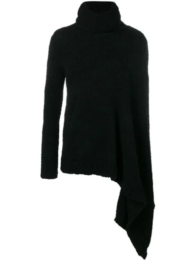 A New Cross Single Sleeve Poncho - Black