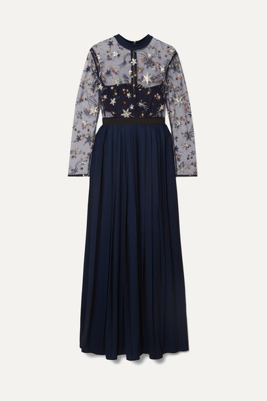 embellished tulle maxi dress