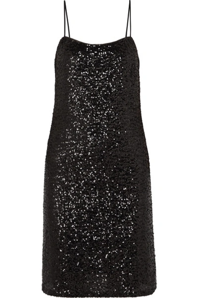 Anna Sui Sparkling Nights Sequined Mesh Dress In Black