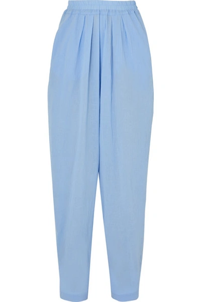 Albus Lumen Chico High-rise Cotton-gauze Pants In Blue