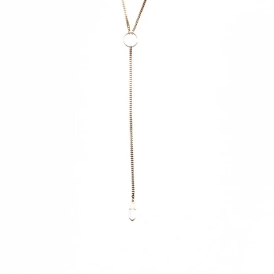 Tiana Jewel Braden Hoop Lariat Necklace Clear Quartz In Neutrals