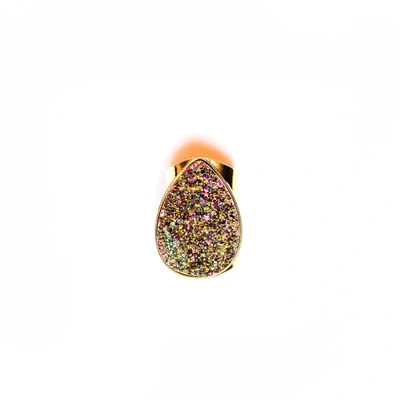 Tiana Jewel Steffy Rainbow Metallic Druzy Ring Pear Shape