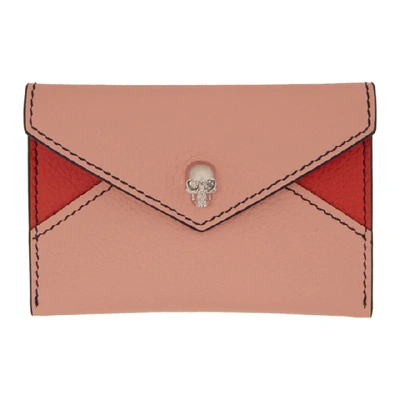 Alexander Mcqueen Pink And Red Skull Envelope Card Holder In 5583 Anemon