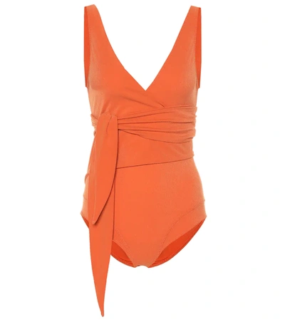 Lisa Marie Fernandez Dree Louise Wrap-effect Swimsuit In Orange