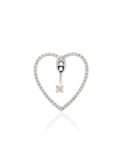 Yvonne Léon Heart Diamond-embellished Hoop Earring In Metallic