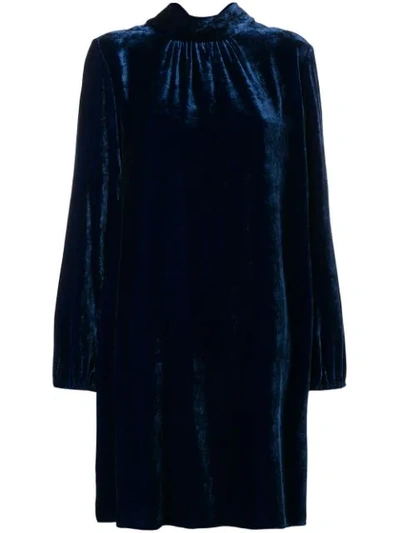 Antonelli Velvet Shift Dress - Blue