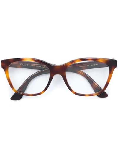 Gucci Crystal-embellished Square-frame Glasses In Brown