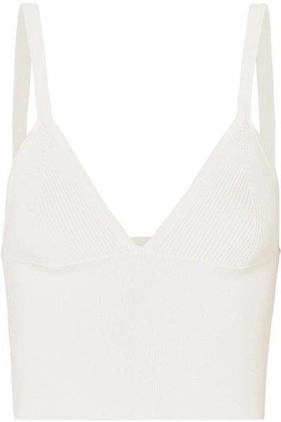 Dion Lee Cropped Ribbed-knit Top In White