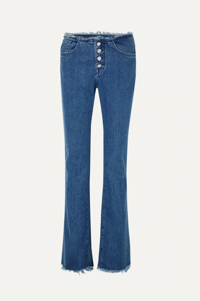 Marques' Almeida + 7 For All Mankind Frayed Mid-rise Bootcut Jeans In Mid Denim