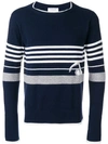 Thom Browne Striped Intarsia Cashmere Sweater In 415 Navy