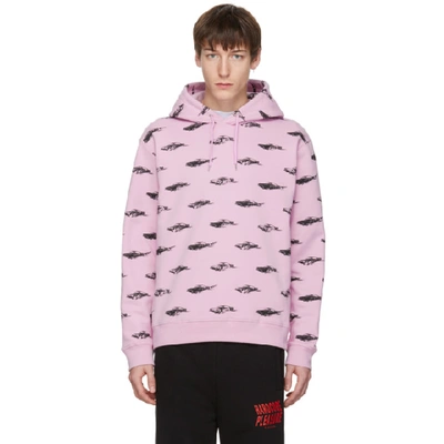 Mcq By Alexander Mcqueen Pink All Over Racing Cars Clean Hoodie