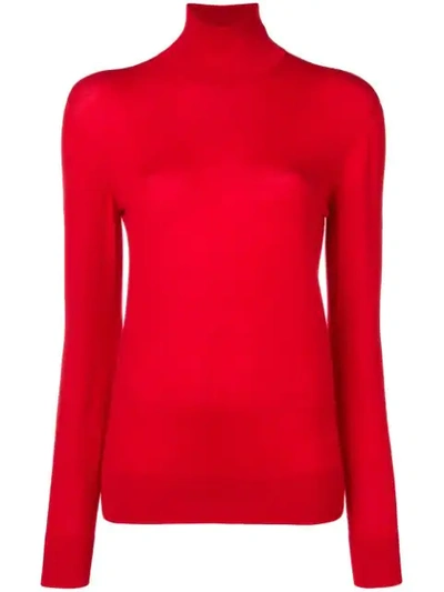 Kwaidan Editions Merino Wool Turtleneck Sweater In Scarlet Red