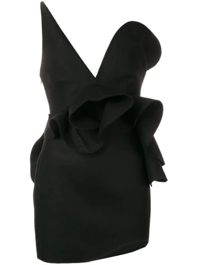 Saint Laurent Black Off-the-shoulder Asymmetric Dress