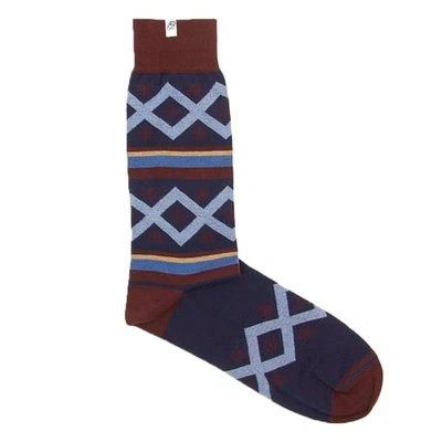 40 Colori Navy Criss-cross Organic Cotton Socks In Multicolour