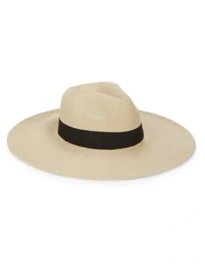 Hat Attack Continental Wide-brim Raffia Hat In Natural Black