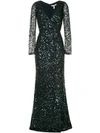 Rachel Gilbert Sequins Gown In Blue