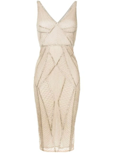 Rachel Gilbert Beaded Midi Dress - Neutrals