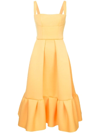 Rachel Gilbert Cora Frill Hem Dress In Yellow