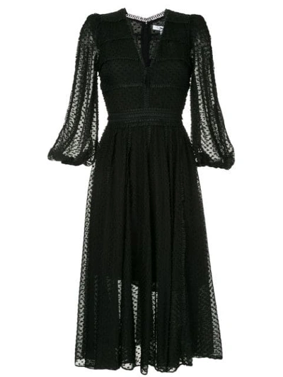 Rachel Gilbert Fringed Details Midi Dress - Black