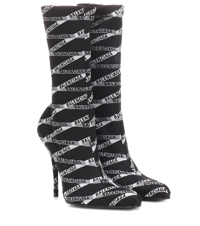 Balenciaga 80mm Monogram Logo Spandex Boots In Gris Noir | ModeSens