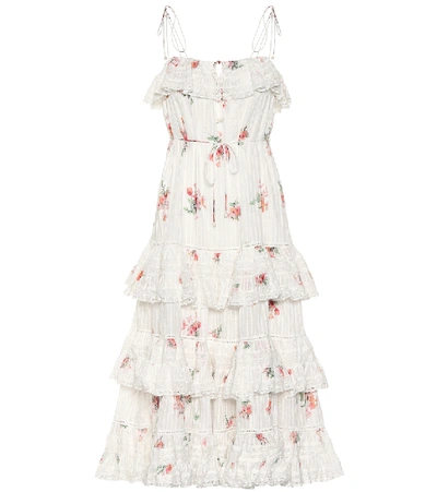 Zimmermann Heathers Pintuck Cotton Midi Dress In White