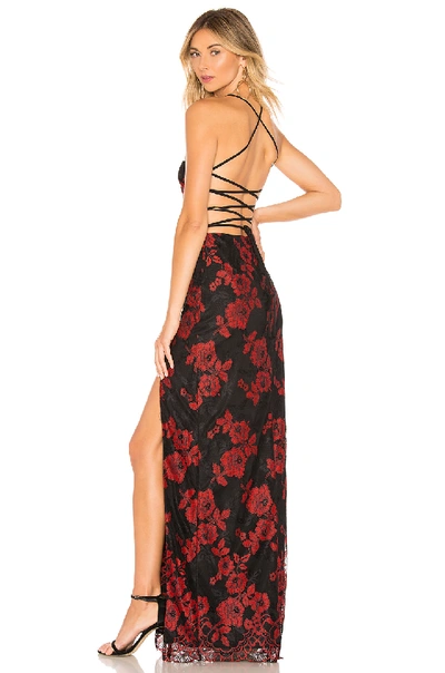 X By Nbd Turner Gown In Red & Black