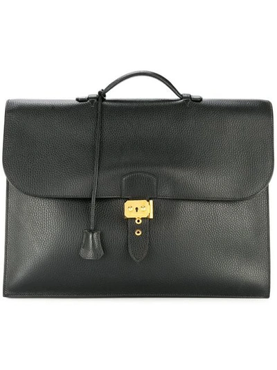Pre-owned Hermes 1993 Sac A Depeche 41 Briefcase Hand Bag In Black