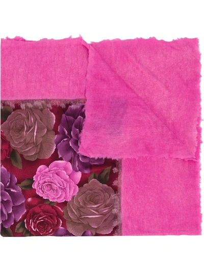 Avant Toi Floral Print Scarf - Pink