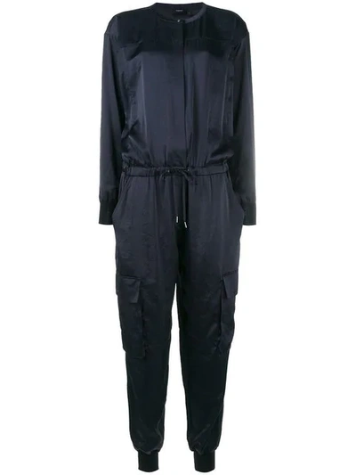 Theory Drawstring Waist Jumpsuit In Blue