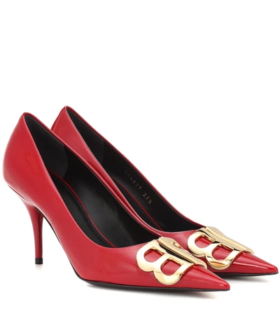 Balenciaga Bb Logo Leather Pumps, Red In 6420