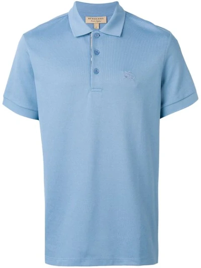 Burberry Poloshirt Mit Karierter Knopfleiste In Blue