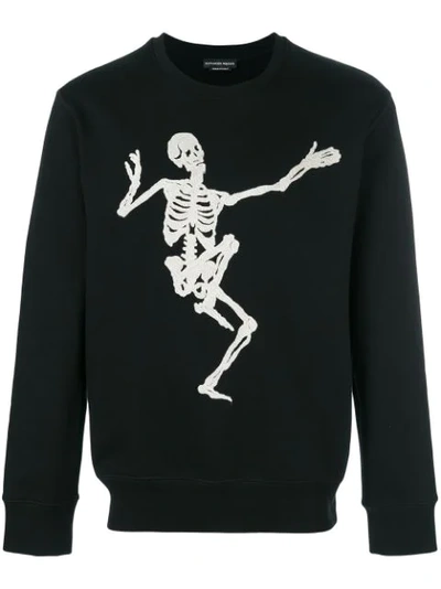 Alexander Mcqueen Black Organic Loopback Dancing Skeleton Sweatshirt