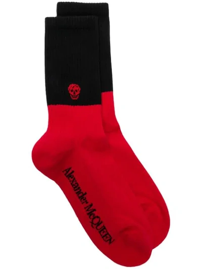 Alexander Mcqueen Ribbed Cotton-blend Socks In Red/black