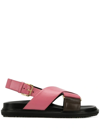 Marni Fussbett Cross-over Sandals In Pink