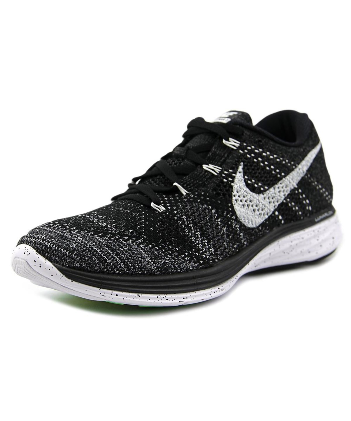 Nike Flyknit Lunar 3 Men Round Toe Canvas Black Running Shoe' | ModeSens