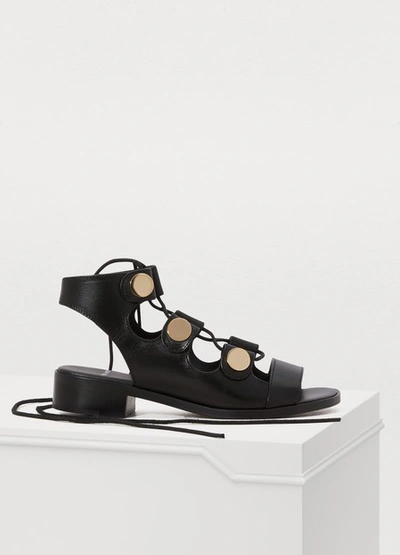 Pierre Hardy High-heeled Gladiator Sandals In Calf-metal Black-gold