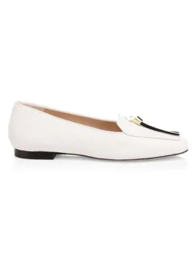 Stuart Weitzman Slip Knot Leather Loafers In White