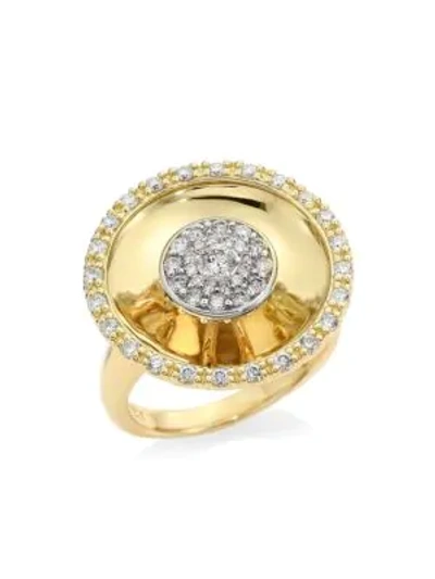 Plevé Aura 18k Yellow Gold & Diamond Round Cocktail Ring